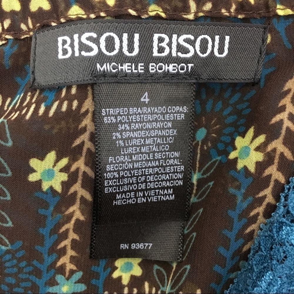 BISOU BISOU Cami Camisole Top Floral Stripe Sheer Lace Y2K 90s Pinstripe Size 4 - Picture 8 of 9